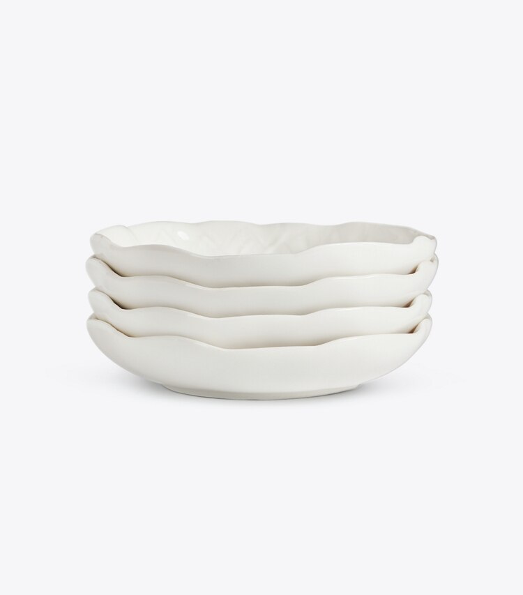 Tory Burch diseñador artículos de mesa & cristalería Plato para canapés de vajilla con borde ondulado, set de 4 en White grupo