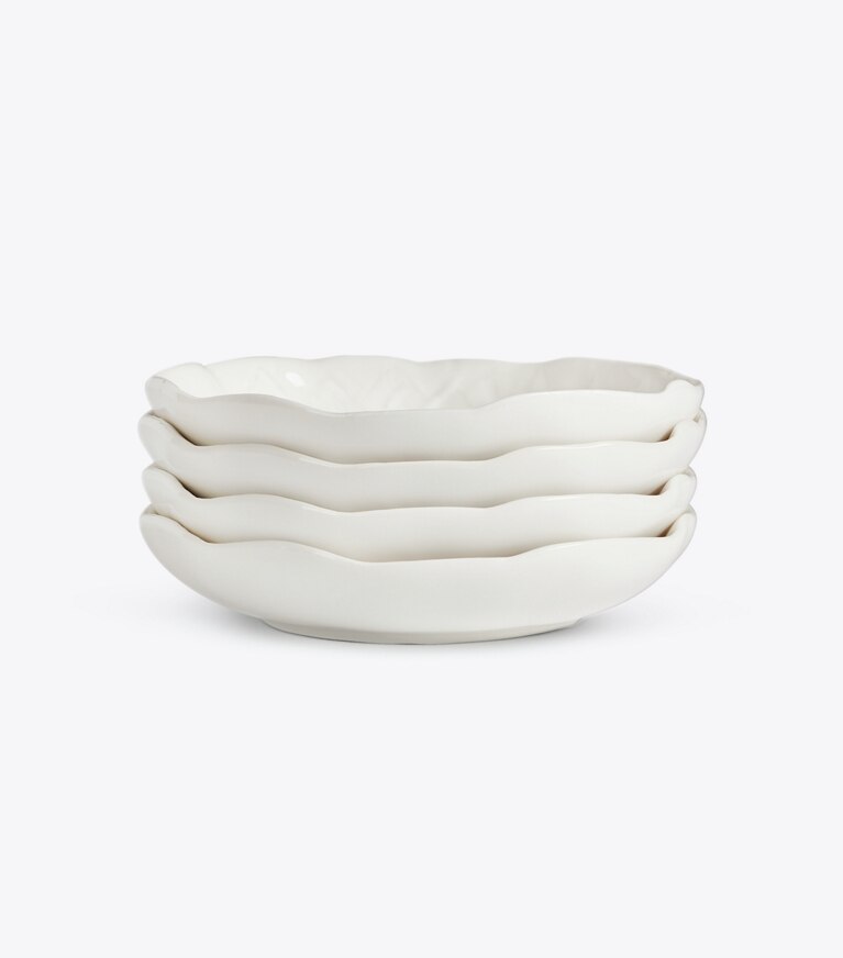 Tory Burch diseñador artículos de mesa & cristalería Plato para canapés de vajilla con borde ondulado, set de 4 en White grupo