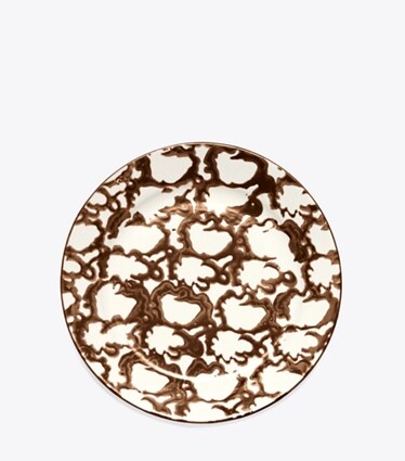 Tory Burch diseñador artículos de mesa & cristalería Plato para ensalada de loza esponjada, set de 4 en Brown/Smoke Ring frente
