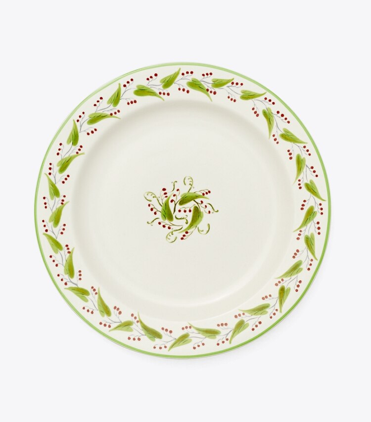 Tory Burch diseñador artículos de mesa & cristalería Plato para ensalada Feuille, set de 4 en RED/GREEN MULTI frente