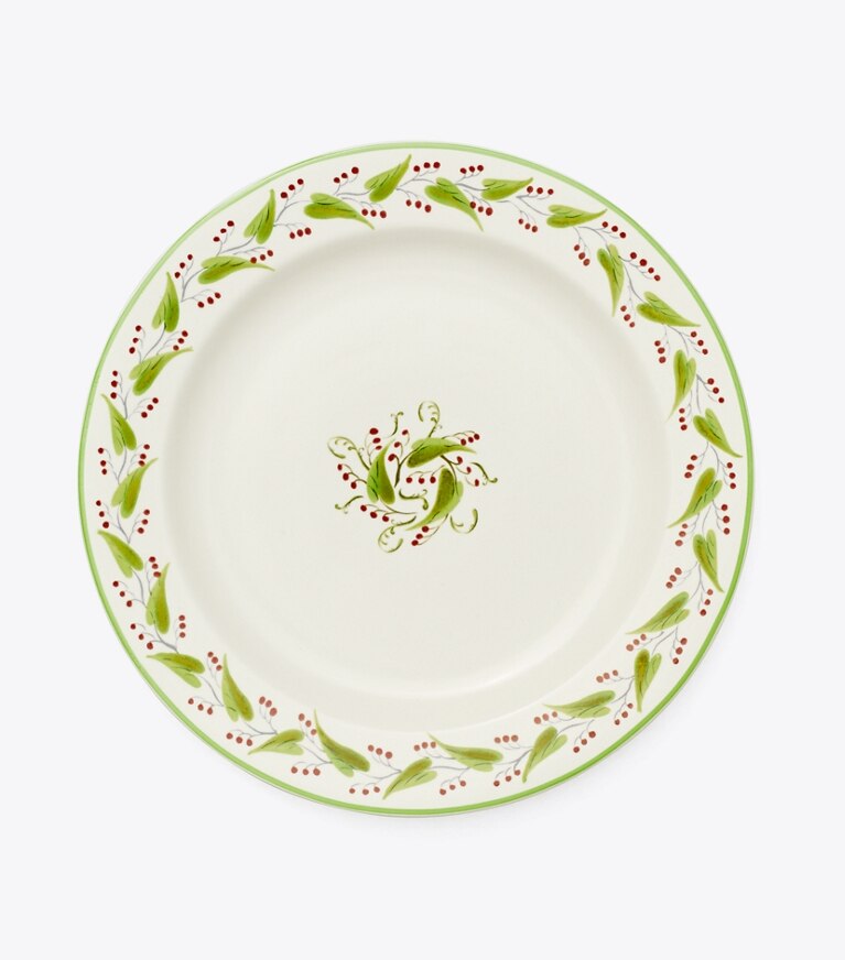 Tory Burch diseñador artículos de mesa & cristalería Plato para ensalada Feuille, set de 4 en RED/GREEN MULTI frente