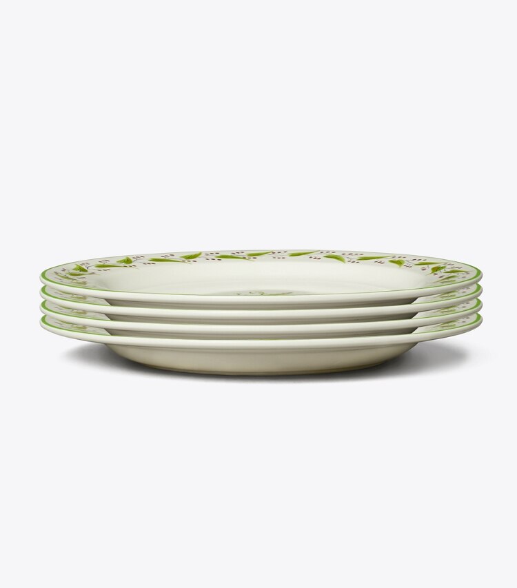 Tory Burch diseñador artículos de mesa & cristalería Plato para ensalada Feuille, set de 4 en RED/GREEN MULTI grupo