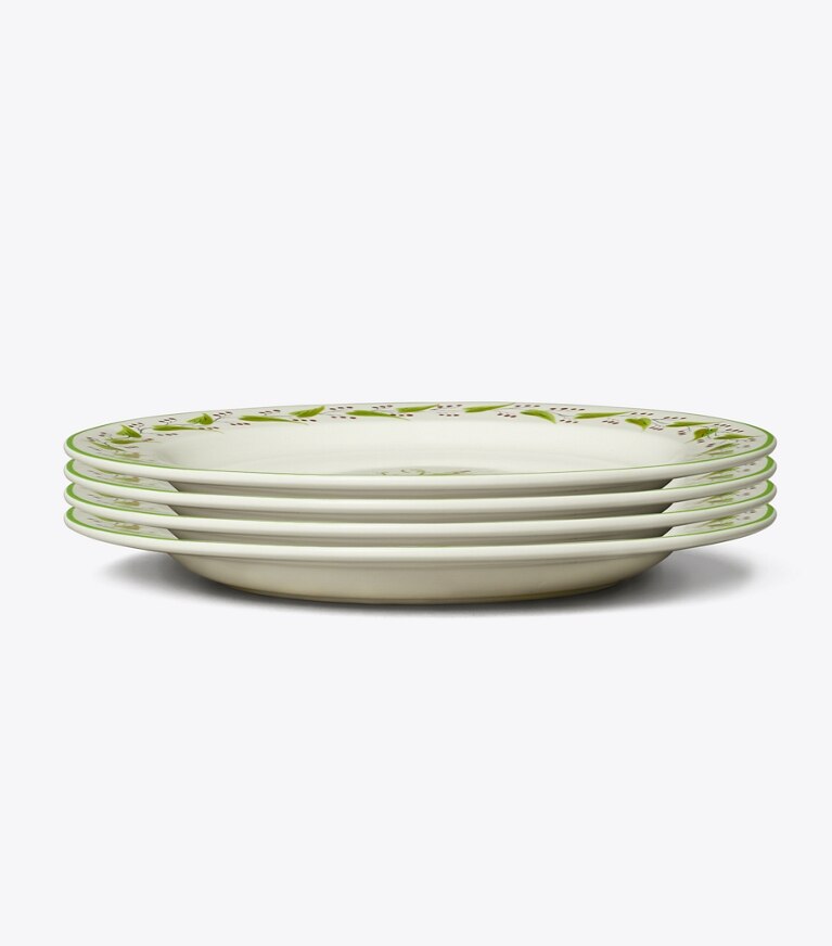 Tory Burch diseñador artículos de mesa & cristalería Plato para ensalada Feuille, set de 4 en RED/GREEN MULTI grupo