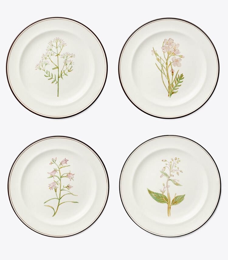 Tory Burch diseñador artículos de mesa & cristalería Platos de ensalada con flores lilas, set de 4 en White frente