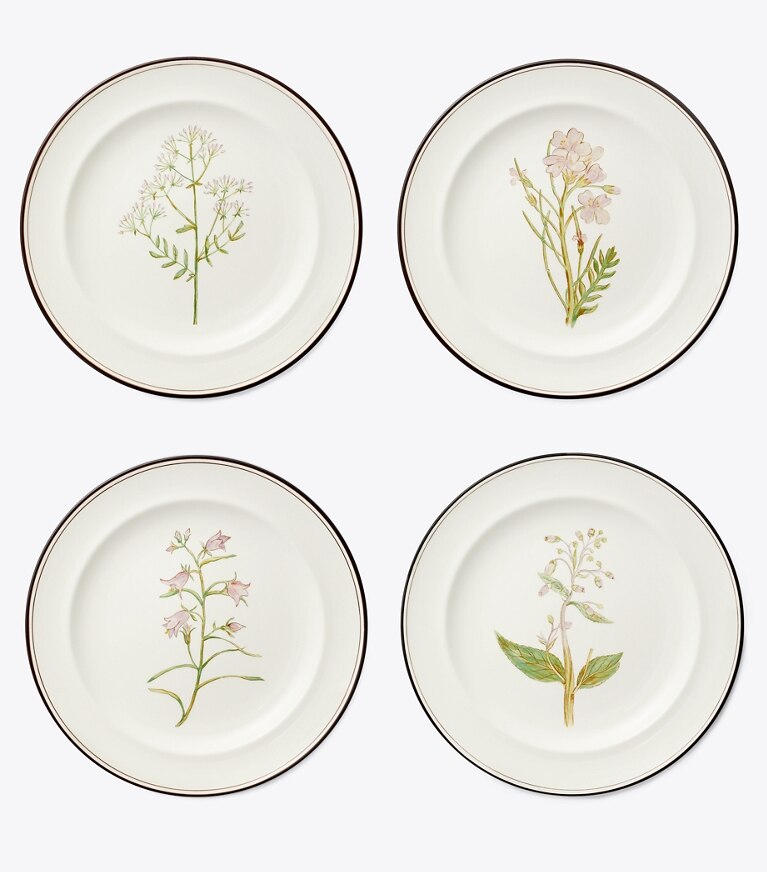 Tory Burch diseñador artículos de mesa & cristalería Platos de ensalada con flores lilas, set de 4 en White frente