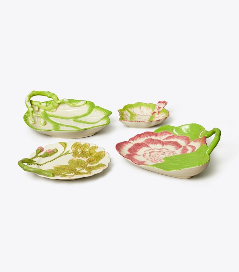 Tory Burch diseñador artículos de mesa & cristalería Platos decorativos con hojas, set de 4 en Multi ángulo