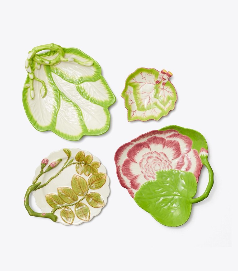 Tory Burch diseñador artículos de mesa & cristalería Platos decorativos con hojas, set de 4 en Multi frente