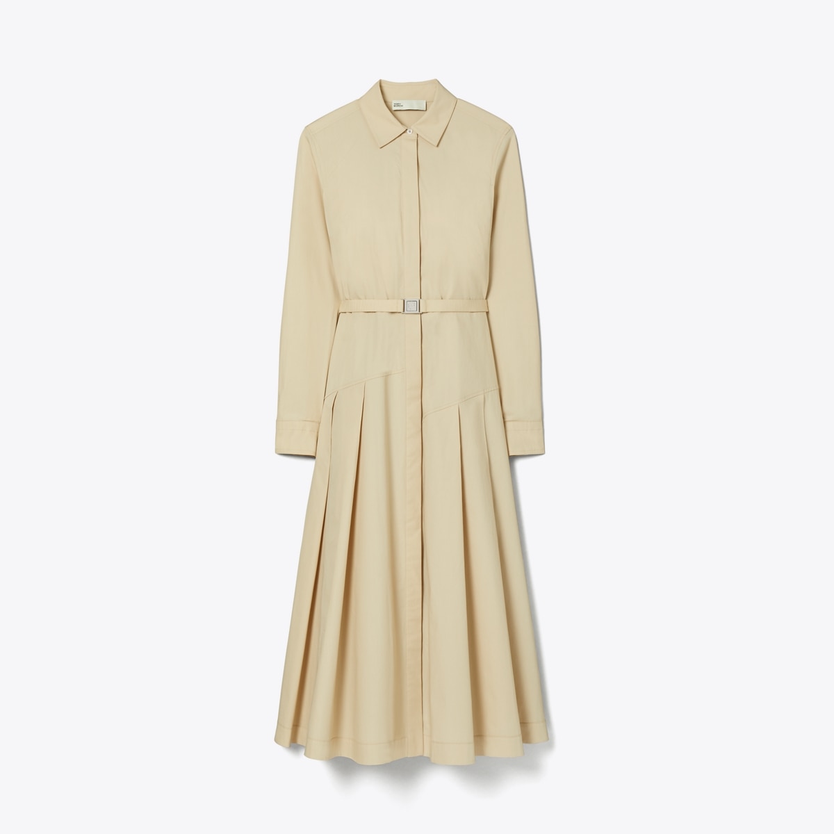 Pleated Open Shirt Dress