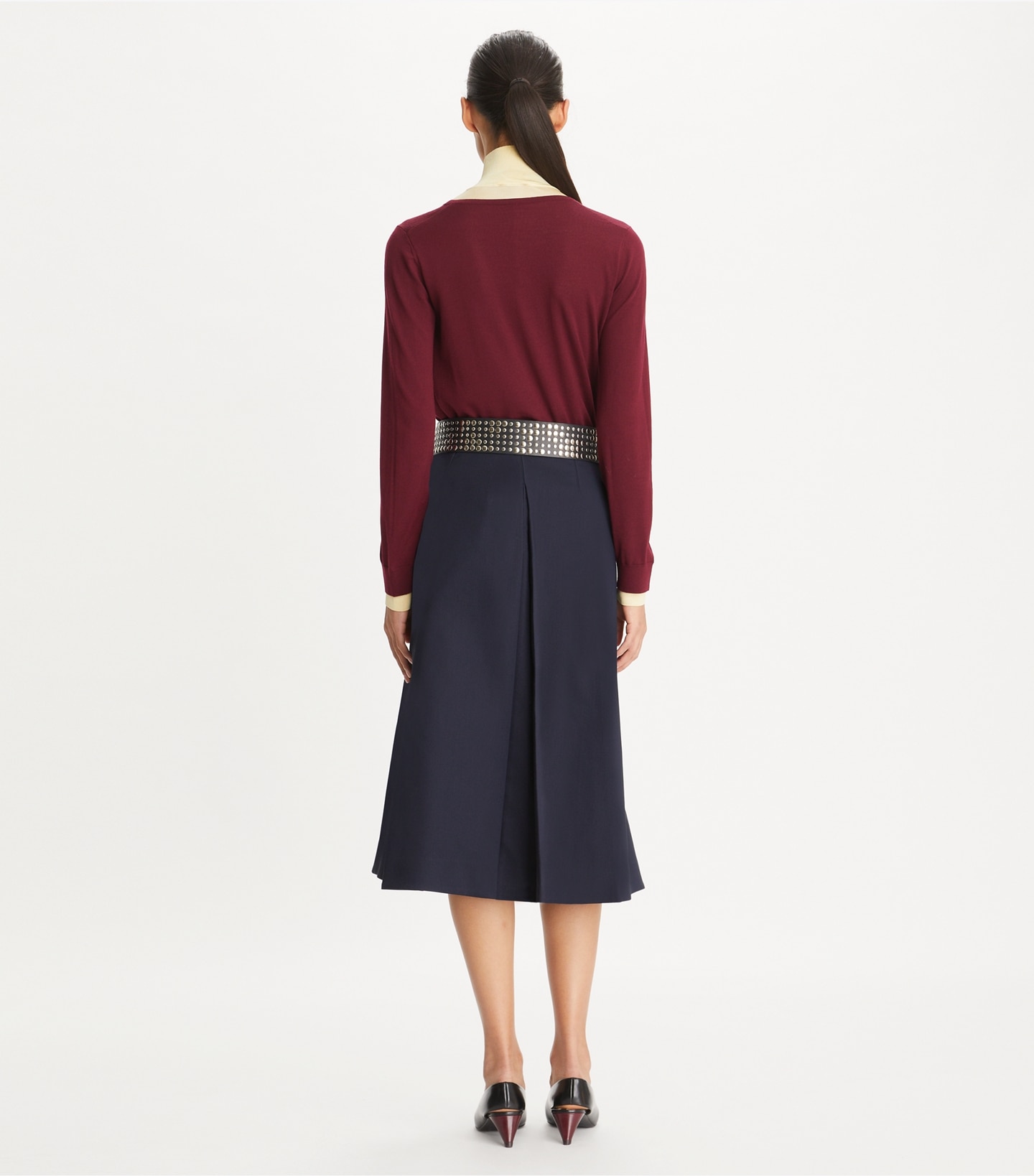 Pleated Cotton Twill Skirt