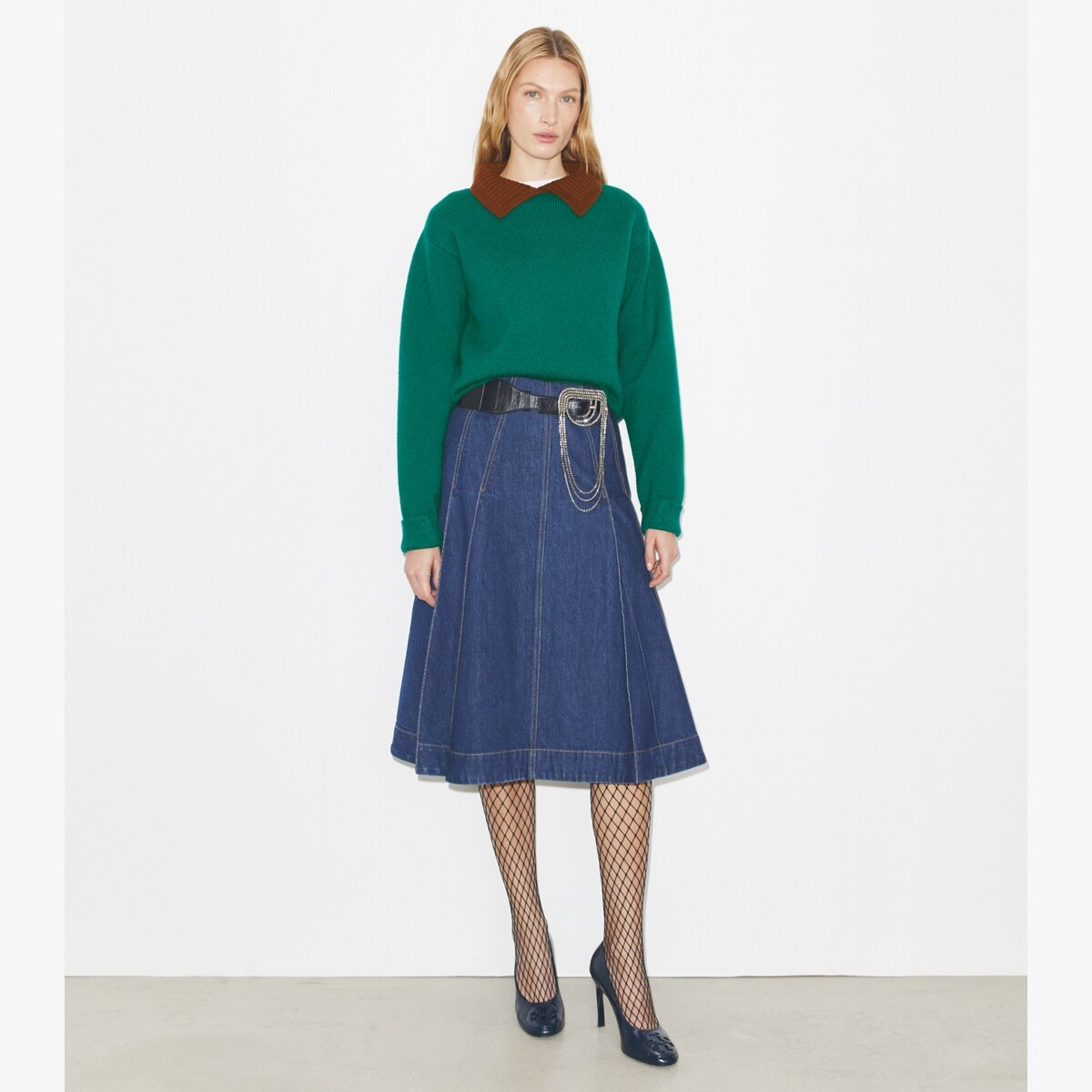 PLEATED DENIM SKIRT - thumbnail 2