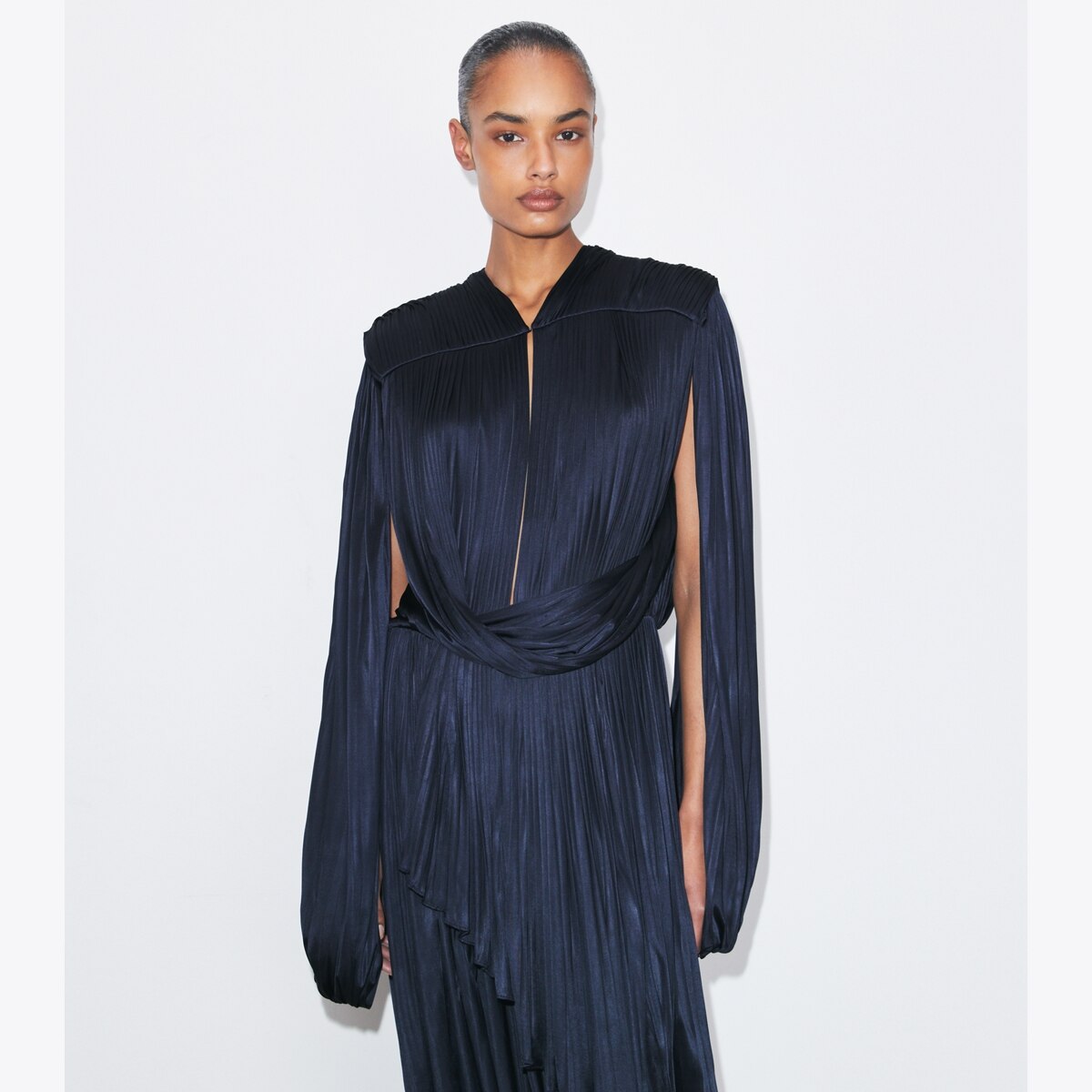 Pleated Draped Viscose Dress: Women's Designer Dresses | Tory Burch