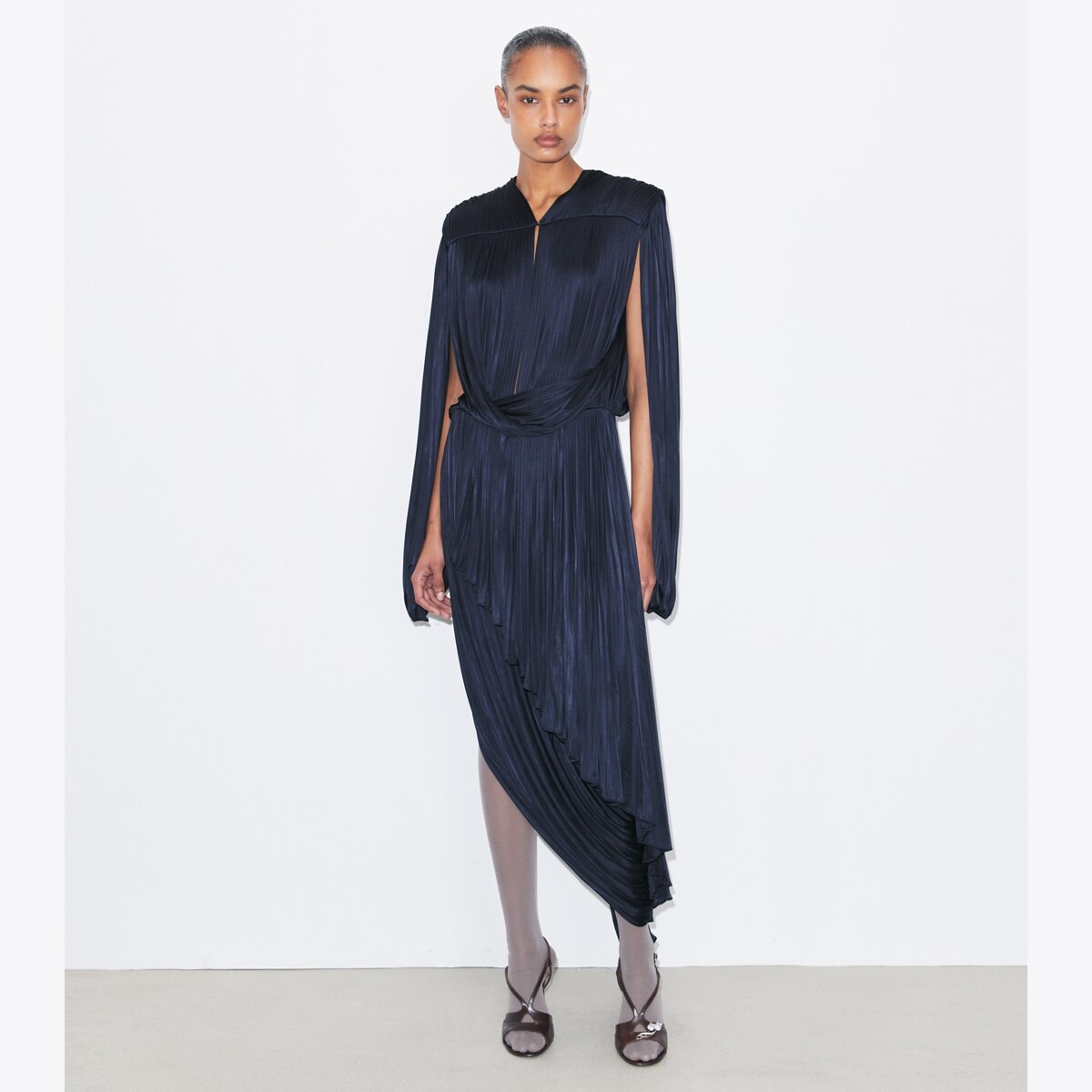 Pleated Draped Viscose Dress: Women's Designer Dresses | Tory Burch