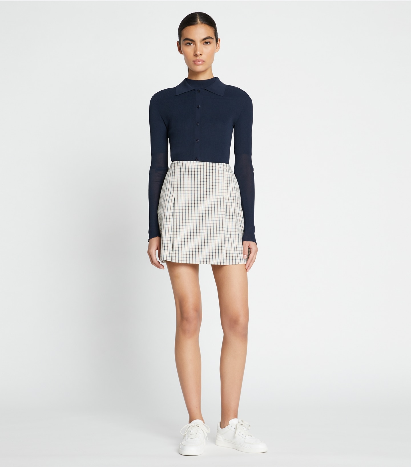 Pleated-Front Twill Golf Skirt