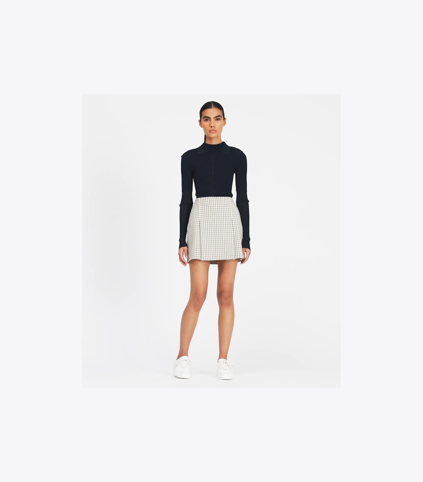 Pleated-Front Twill Golf Skirt