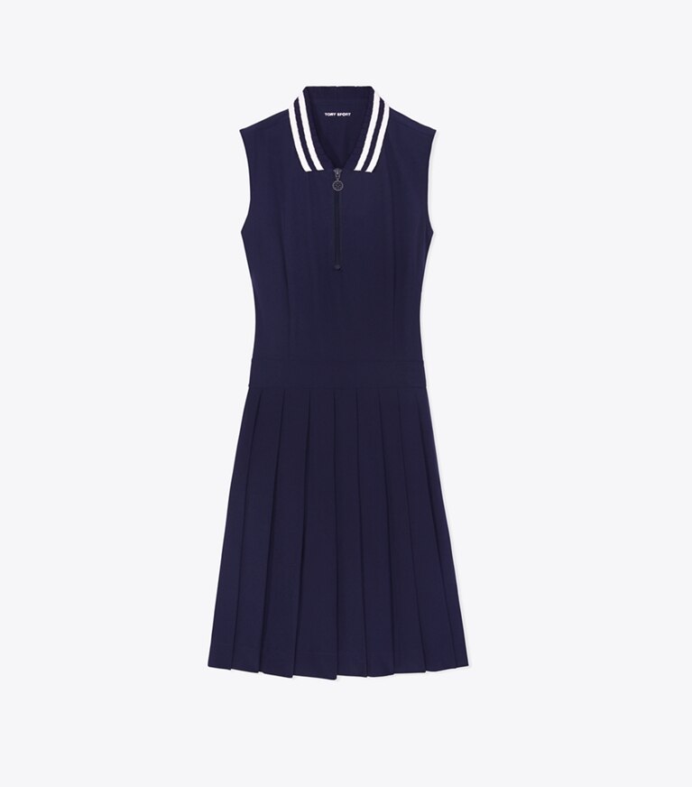 Tory Sport designer dresses Pleated Golf Dress in Tory Navy front