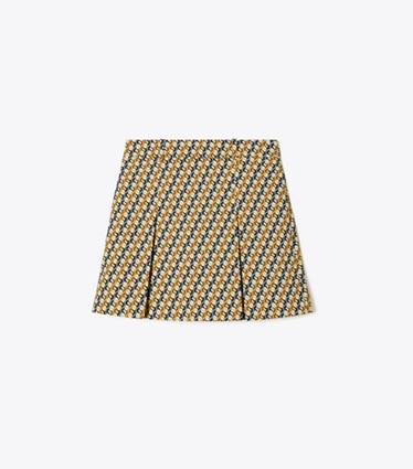 Tory Burch designer bottoms Pleated Golf Skirt in Tory Navy Linked Geo Multi-Color front