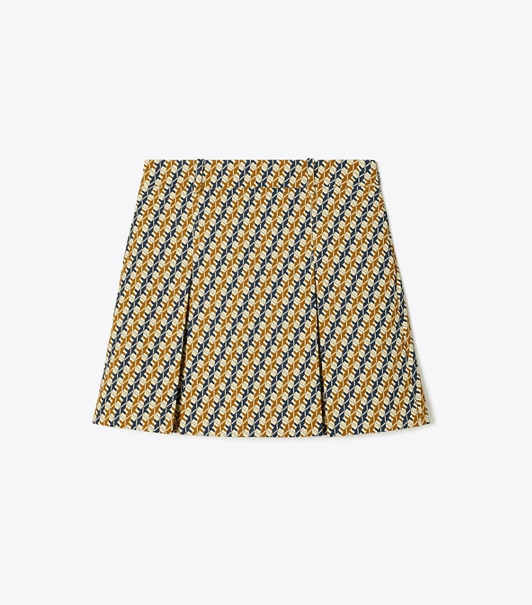 Tory Burch designer bottoms Pleated Golf Skirt in Tory Navy Linked Geo Multi-Color front