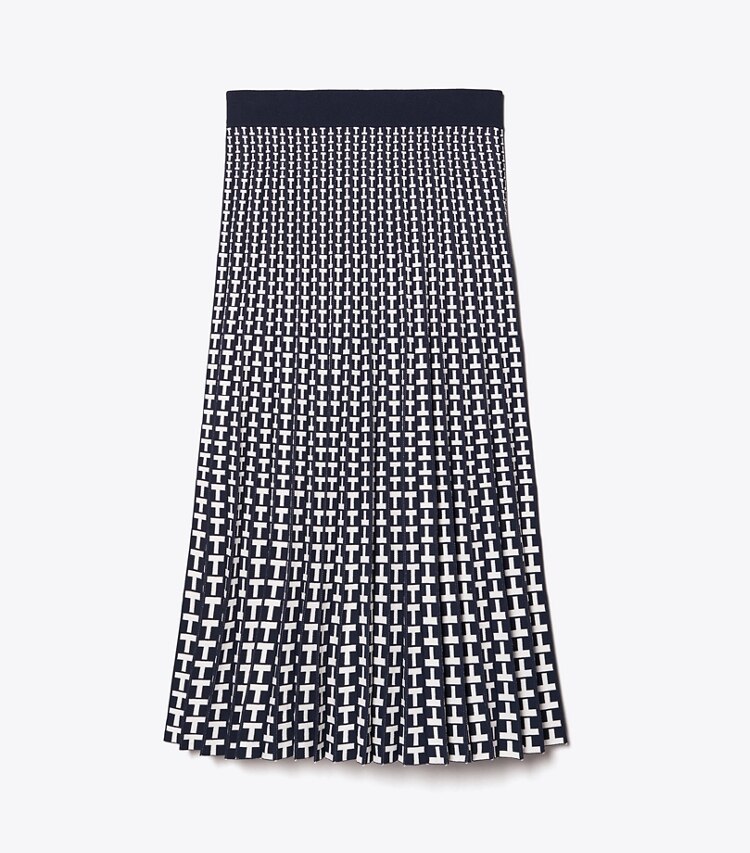 Tory Sport designer bottoms Pleated Jacquard Tech Knit Skirt in Tory Navy Two Way T front