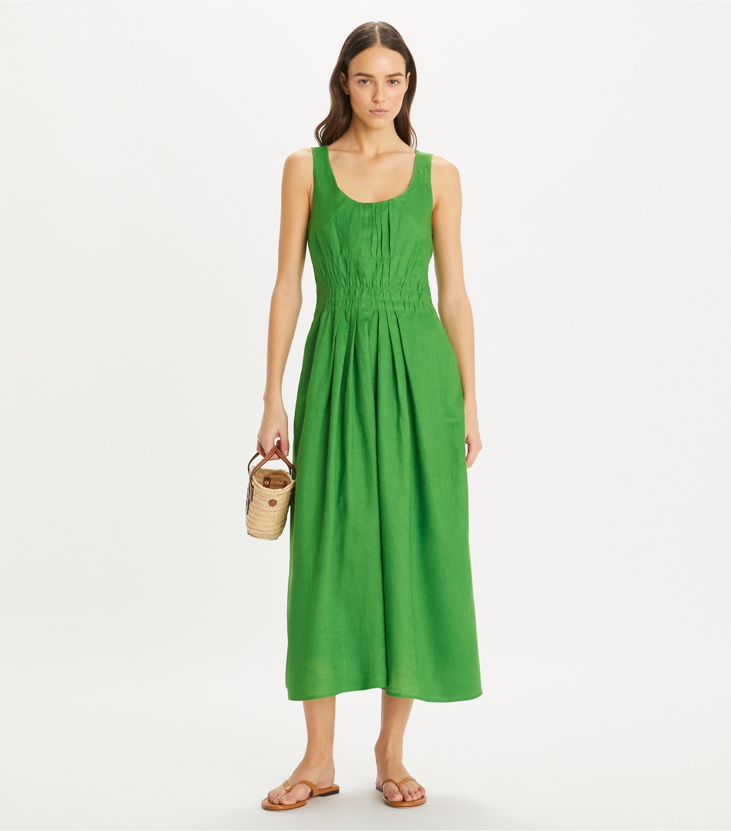 Pleated Linen Dress