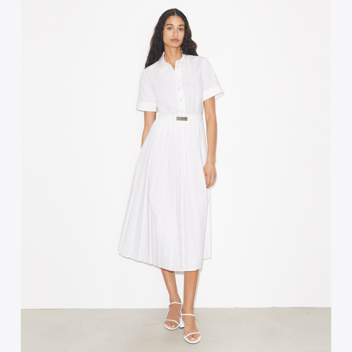 Pleated Poplin Shirtdress: Women's Designer Dresses