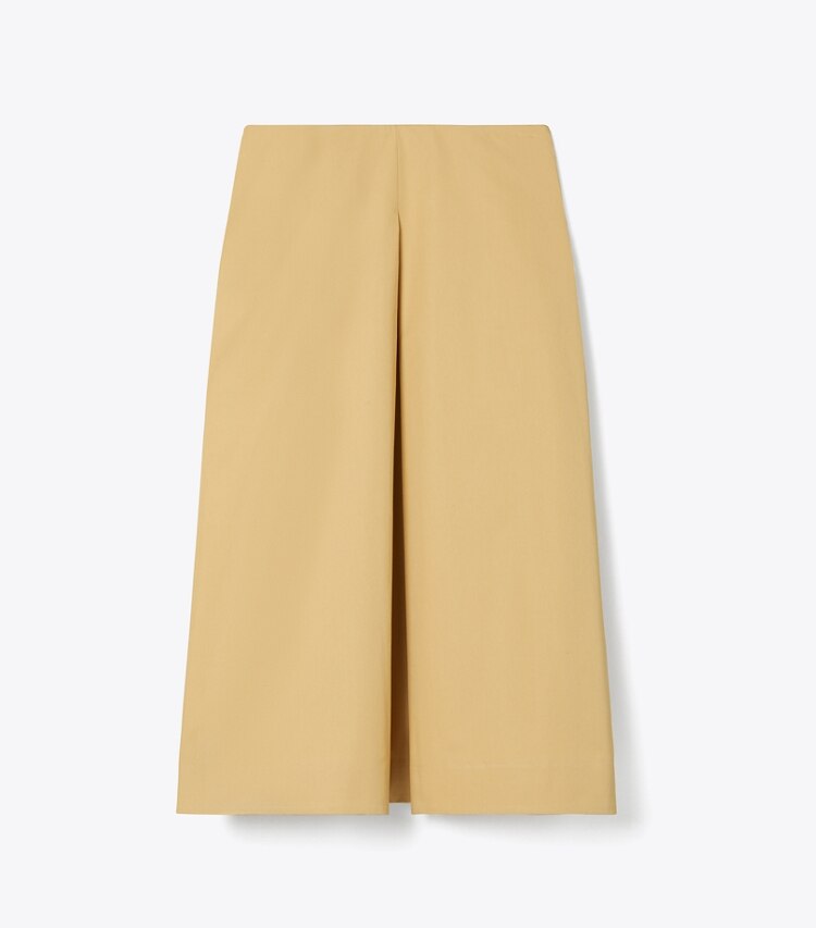 Tory Burch designer bottoms Pleated Poplin Skirt in Summer Sand front