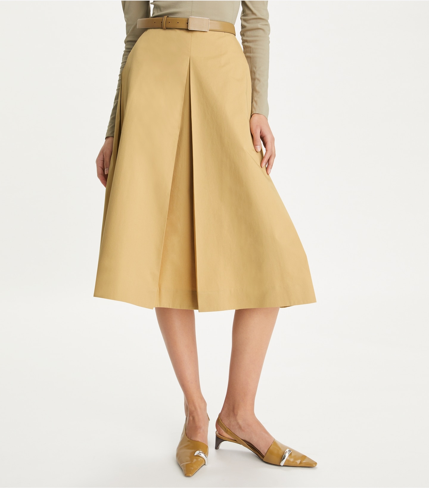 Pleated Poplin Skirt