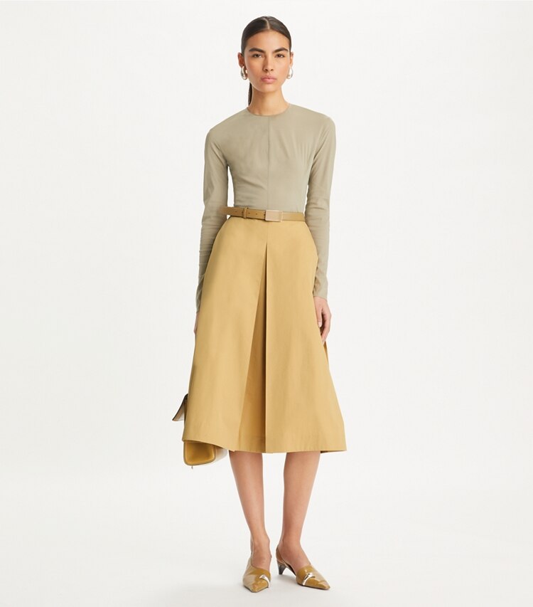 Pleated Poplin Skirt: Women's Designer Bottoms | Tory Burch