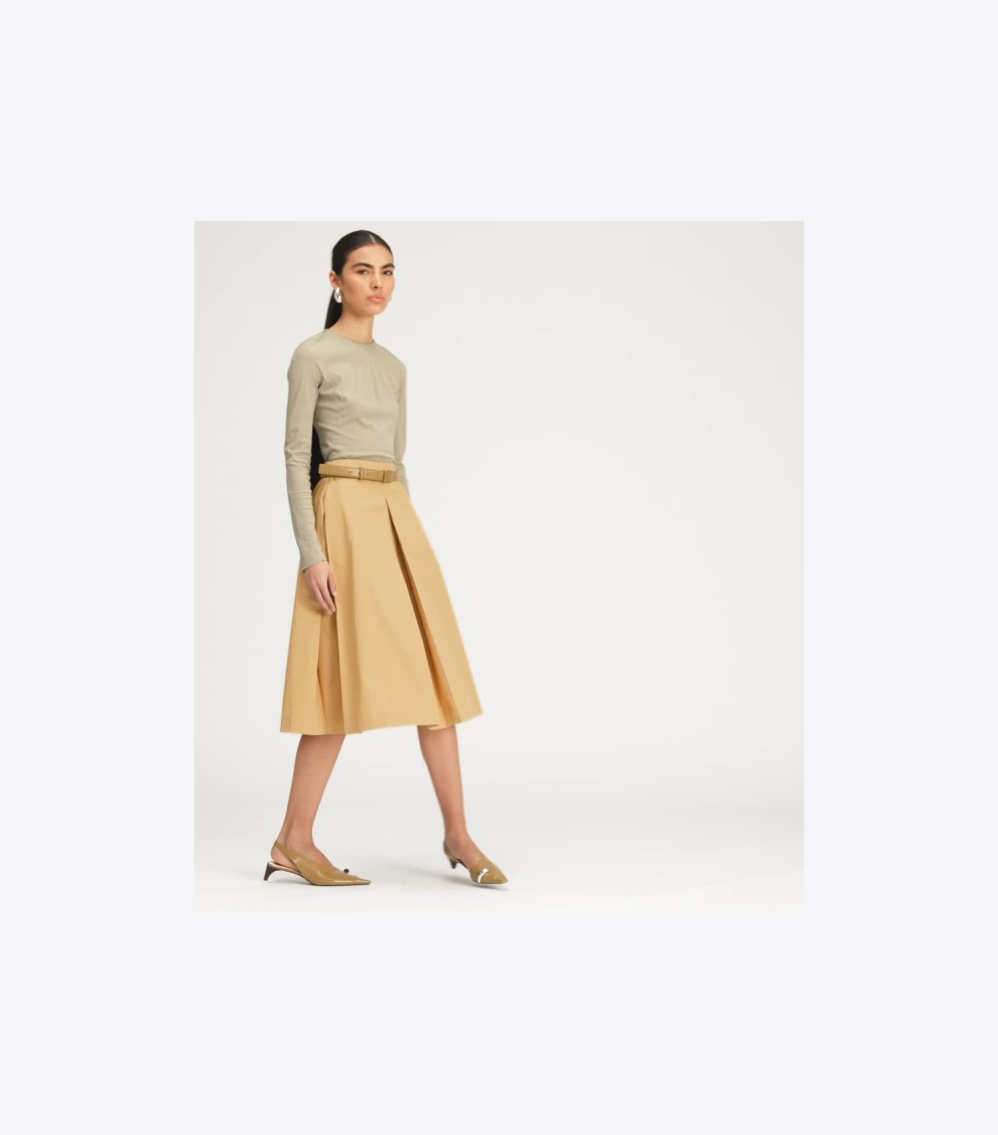 Pleated Poplin Skirt