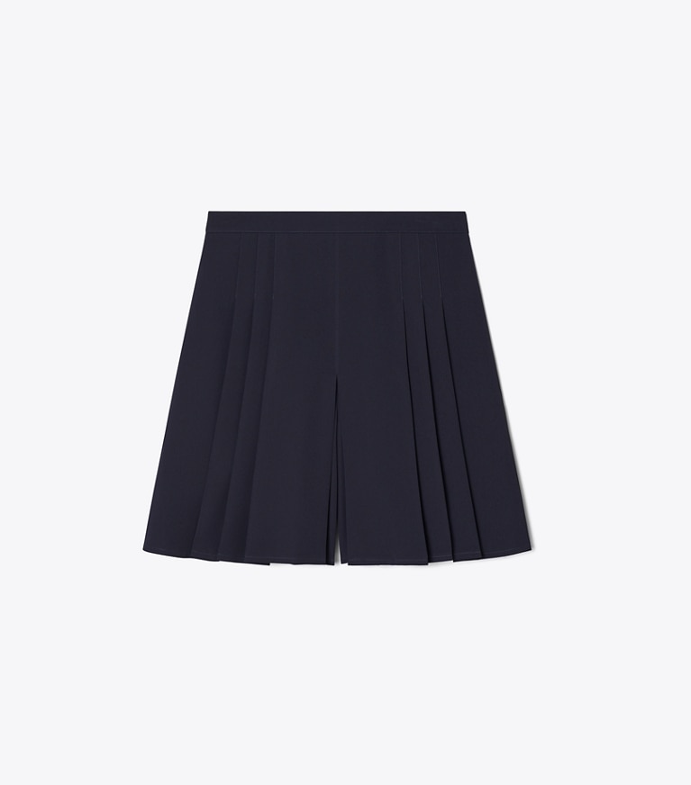 Tory Sport designer bottoms Pleated Short in Midnight Ink front