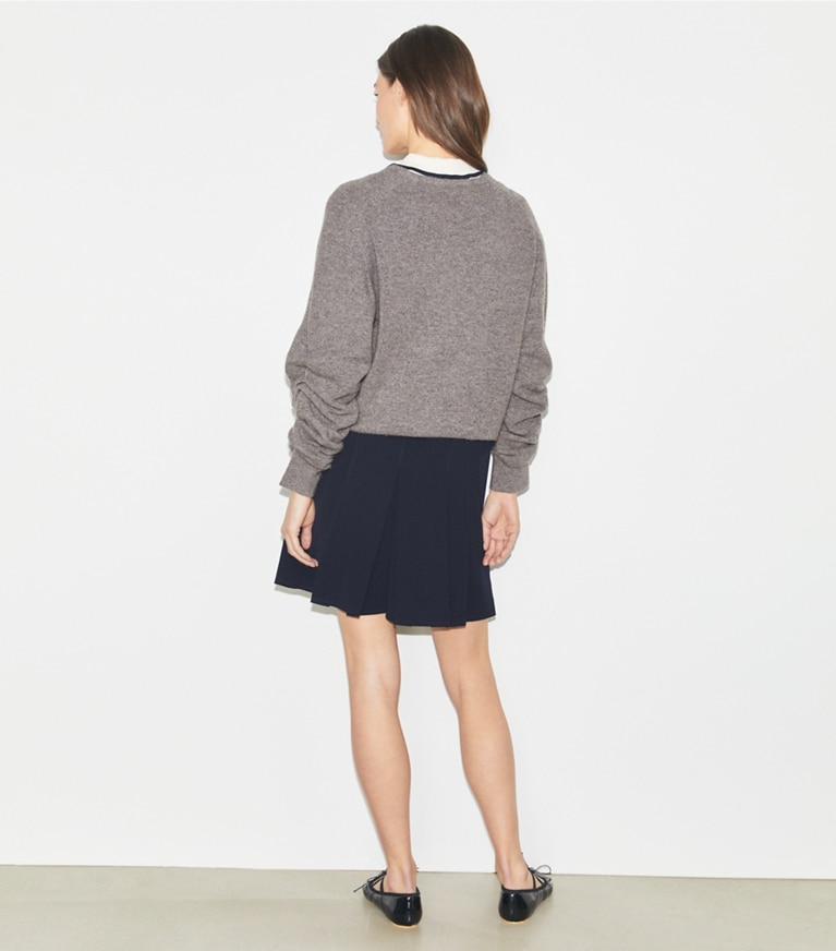 Tory Sport designer bottoms Pleated Short in Midnight Ink front