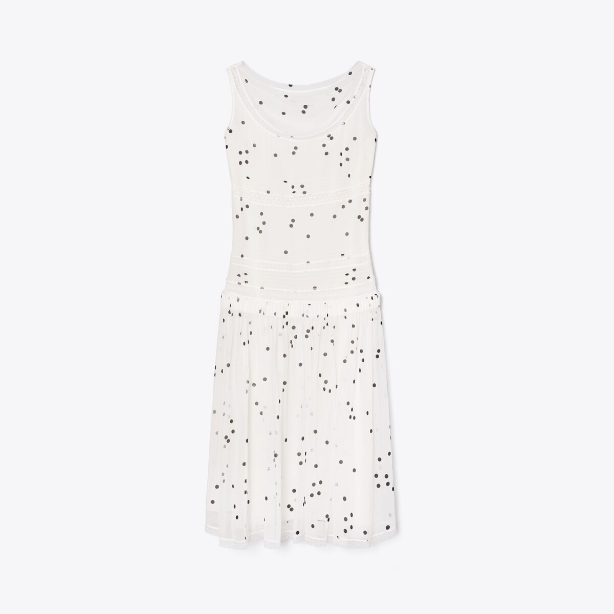 tory burch printed lace dress Tory Burch Women's Pleated Silk Lace Dress in Black Dots, size 4