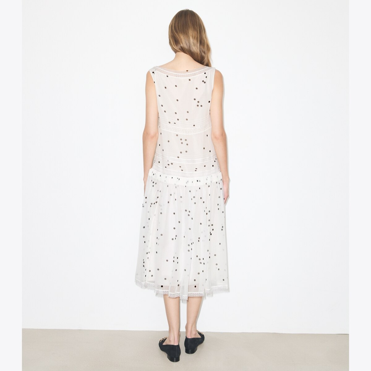 PLEATED SILK LACE DRESS - thumbnail 3