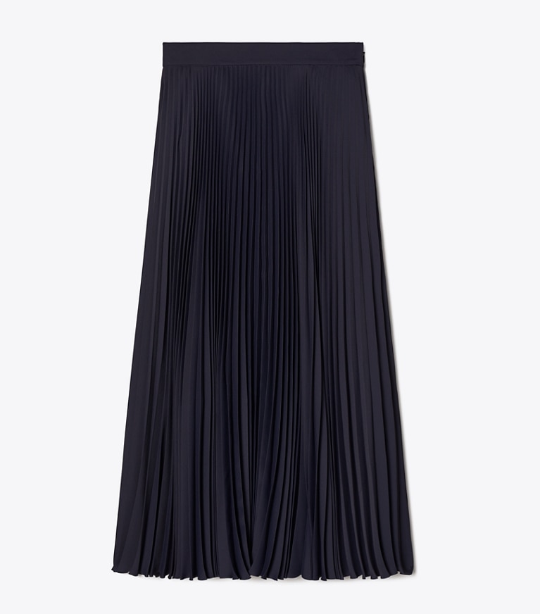 Tory Burch designer bottoms Pleated Skirt in Medium Navy front