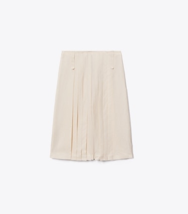 Tory Burch designer bottoms Pleated Skirt in Cream front