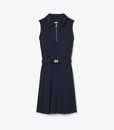 Tory Burch designer dresses Pleated Stretch Golf Dress in Deep Navy front