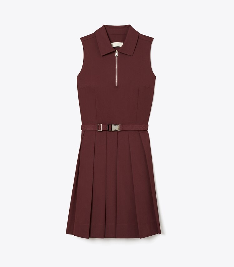 Tory Burch designer dresses Pleated Stretch Golf Dress in Dark Sangria front