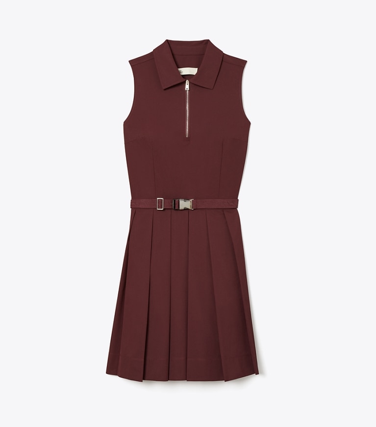 Tory Burch designer dresses Pleated Stretch Golf Dress in Dark Sangria front