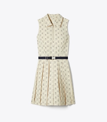 Tory Burch designer dresses Pleated Stretch Golf Dress in Playa Pajama Print front