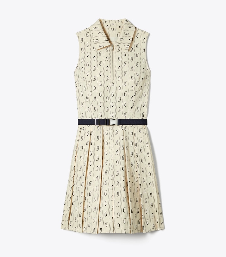 Tory Burch designer dresses Pleated Stretch Golf Dress in Playa Pajama Print front
