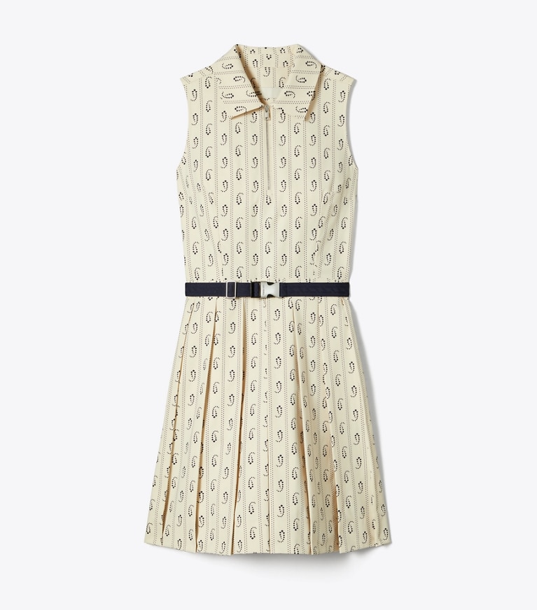 Tory Burch designer dresses Pleated Stretch Golf Dress in Playa Pajama Print front