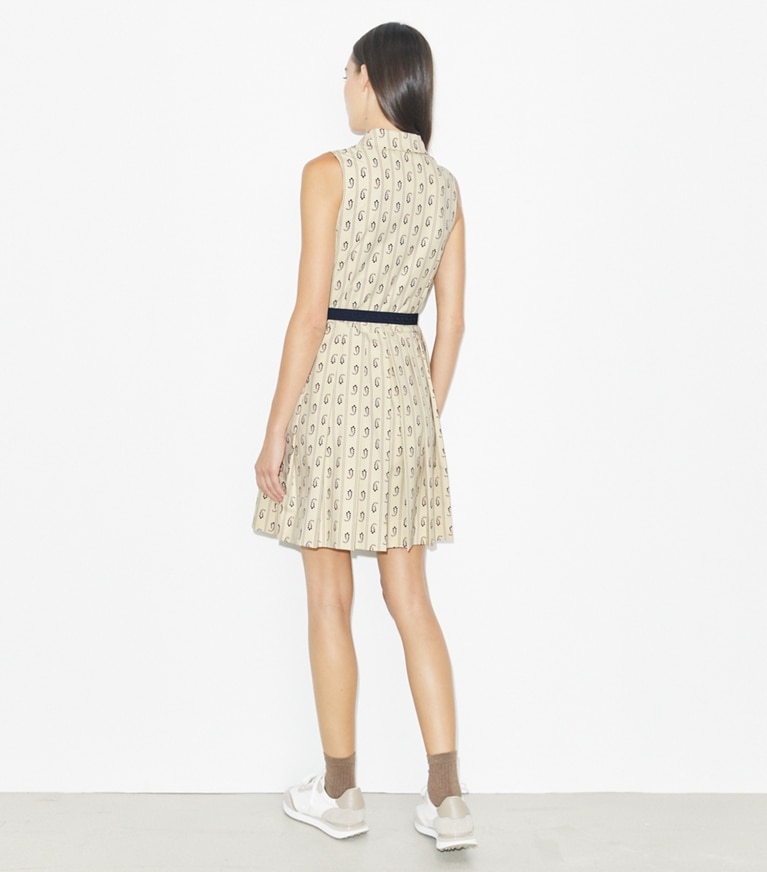Tory Burch designer dresses Pleated Stretch Golf Dress in Playa Pajama Print front