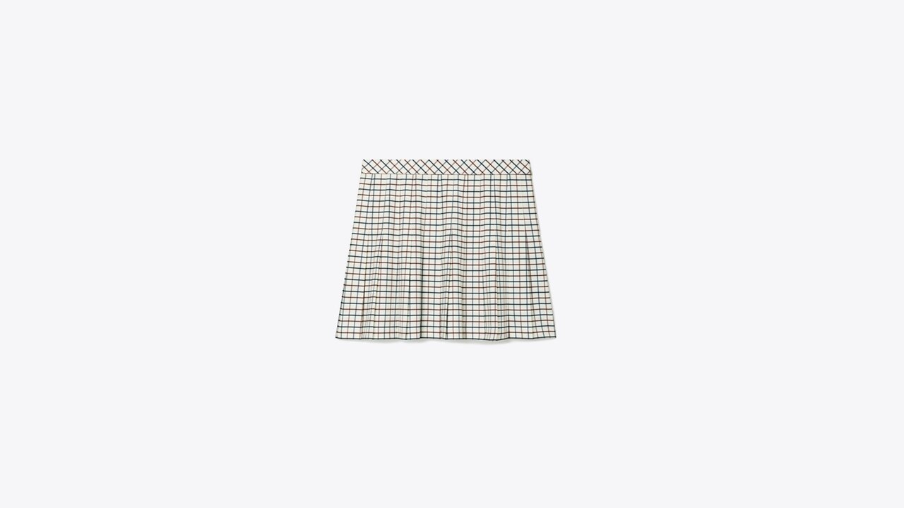 Tory burch pleated plaid mini clearance skirt