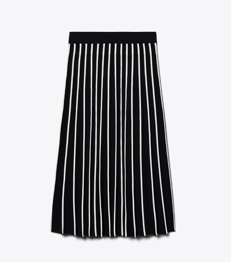 Tory Sport designer bottoms Pleated Tech Knit Skirt in Black / Light Raven front