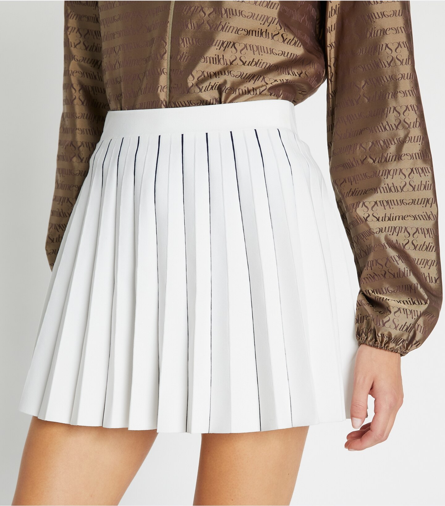 Pleated Tech Knit Skirt