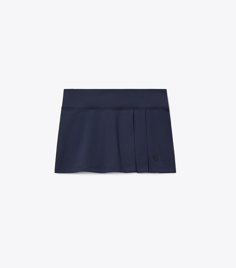 Tory Burch designer bottoms Pleated Tennis Skirt in Medium Navy front