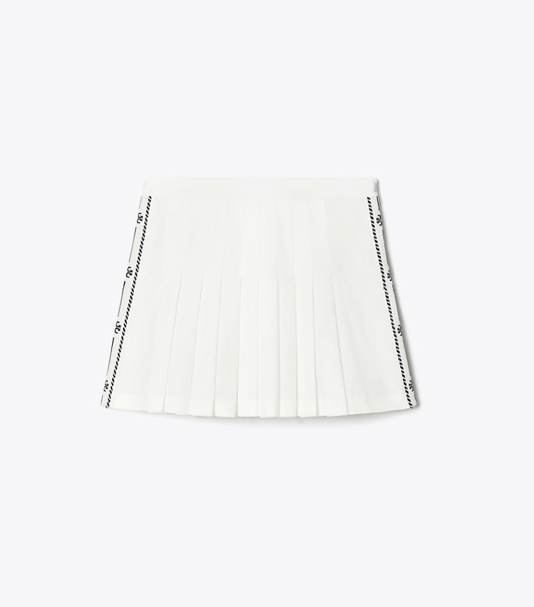 Tory Sport designer bottoms Pleated Twill Tennis Skirt in Snow White front