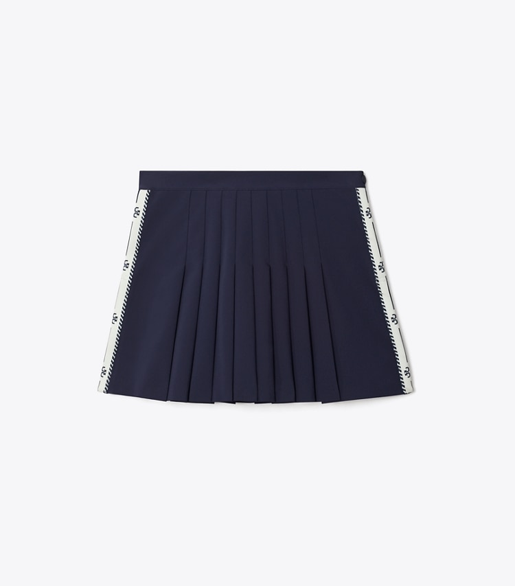 Tory Sport designer bottoms Pleated Twill Tennis Skirt in Deep Navy front