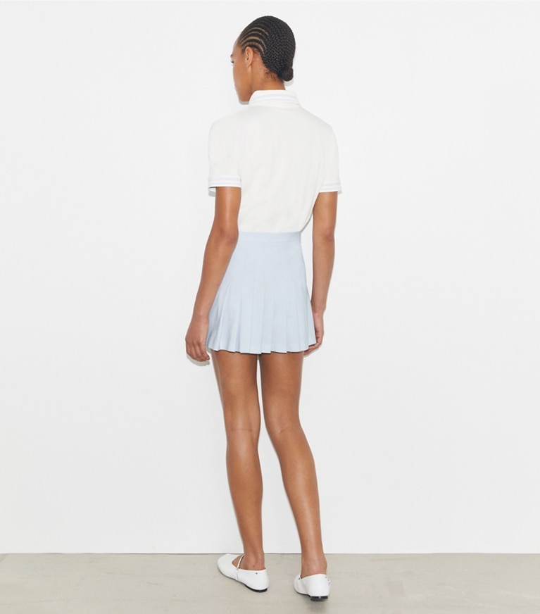 Tory Sport designer ボトムス プリーツ ツイル テニススカート in Light Blue front