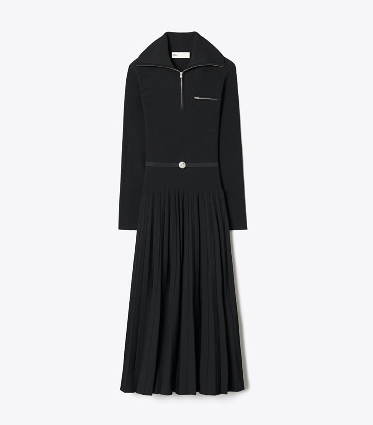 Tory Burch designer dresses Pleated Viscose Dress in Black front