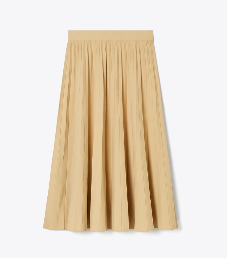 Tory Burch designer bottoms Pleated Viscose Skirt in Beige front
